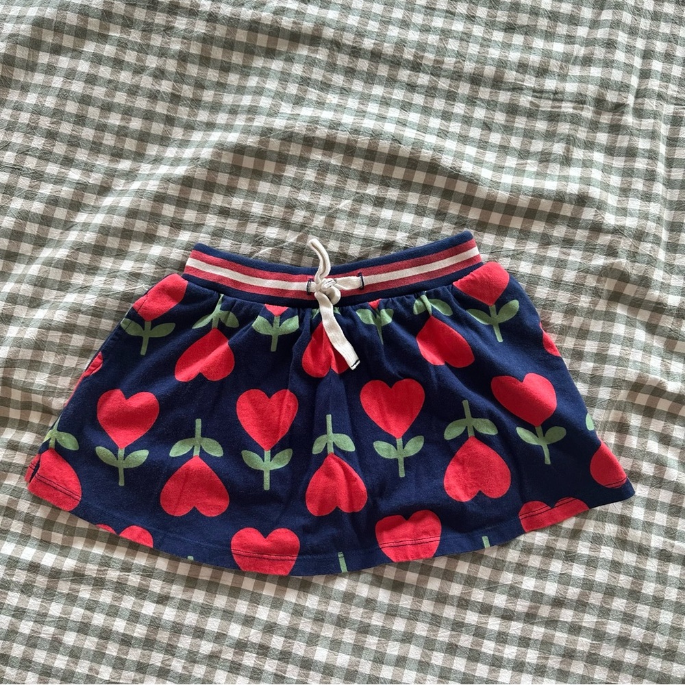 Adorable Navy Skirt with Red Heart Pattern